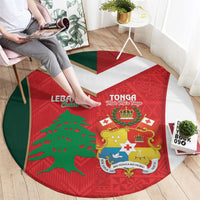 Rugby Tonga and Lebanon Round Carpet Mate Maa Tonga Cedars Together