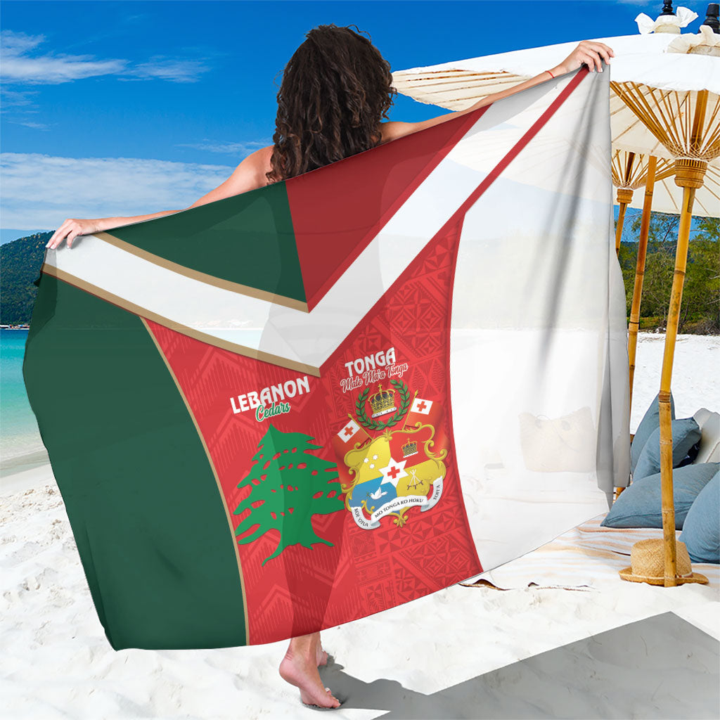 Rugby Tonga and Lebanon Sarong Mate Maa Tonga Cedars Together LT14 One Size 44 x 66 inches Multicolor - Polynesian Pride