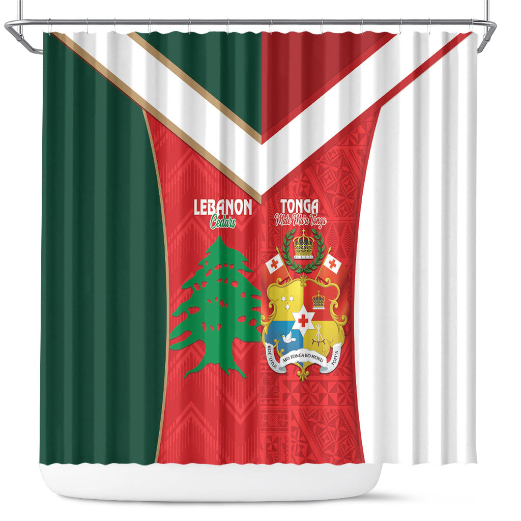 Rugby Tonga and Lebanon Shower Curtain Mate Maa Tonga Cedars Together