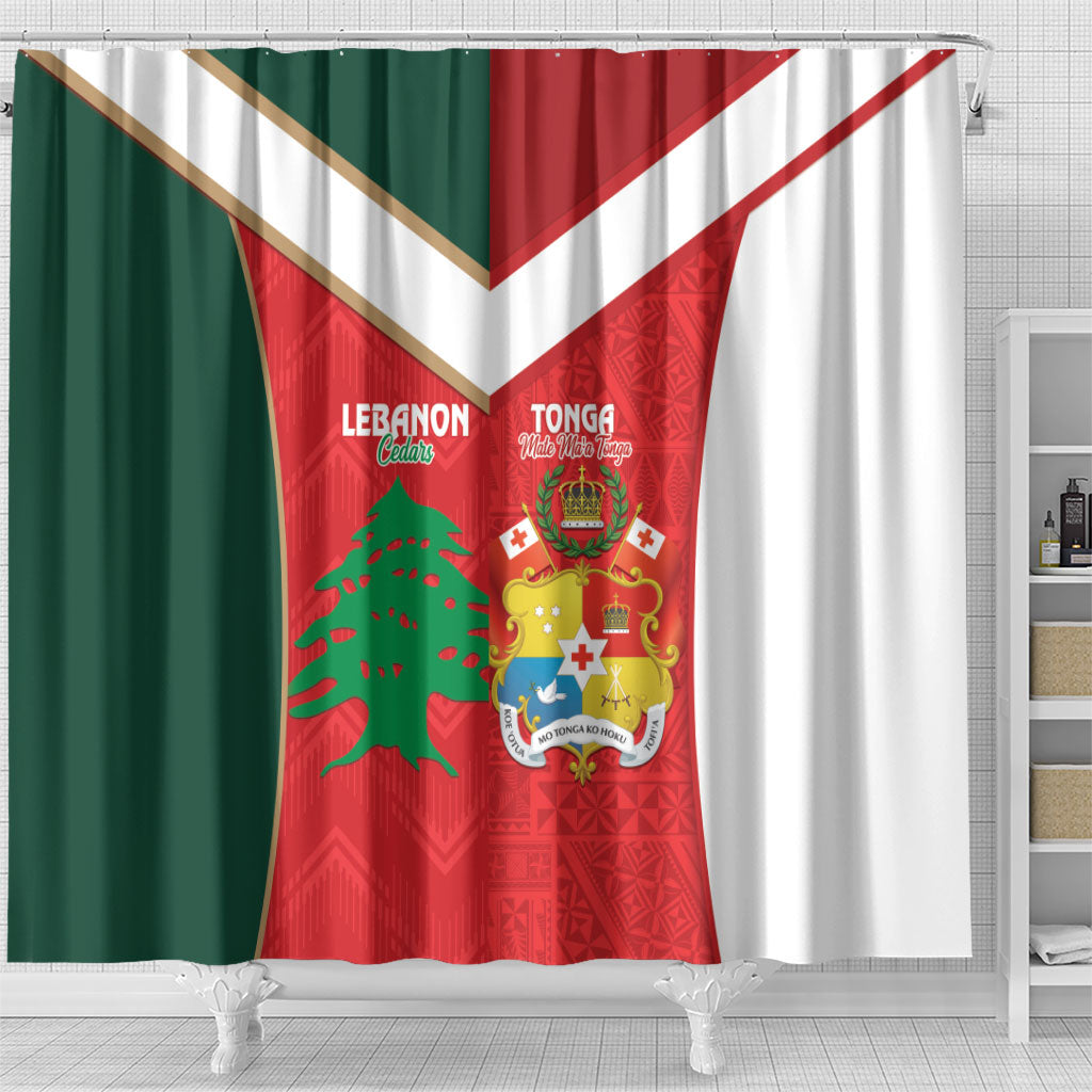 Rugby Tonga and Lebanon Shower Curtain Mate Maa Tonga Cedars Together