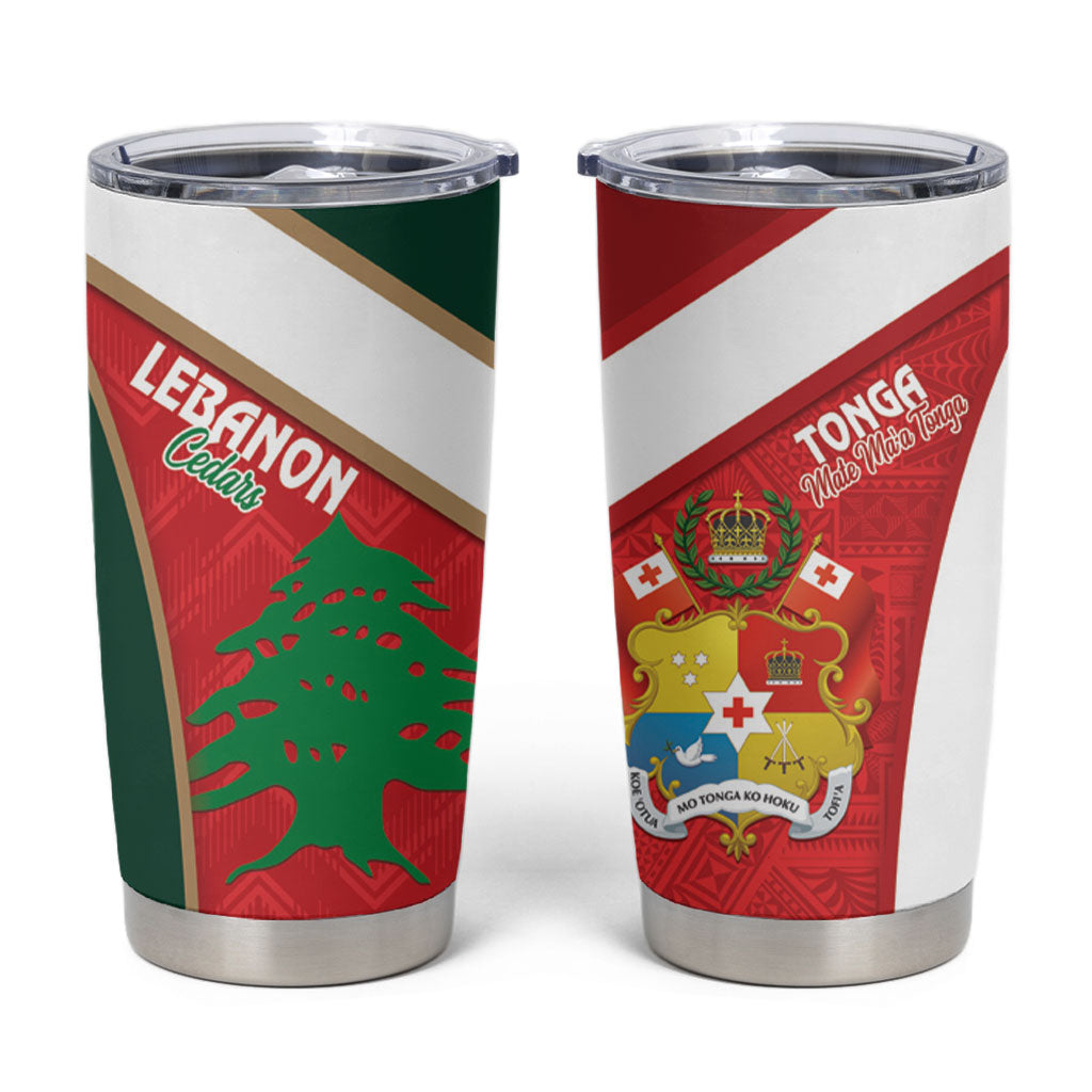 Rugby Tonga and Lebanon Tumbler Cup Mate Maa Tonga Cedars Together LT14 Multicolor - Polynesian Pride