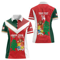 Custom Rugby Tonga and Lebanon Women Polo Shirt Mate Maa Tonga Cedars Together
