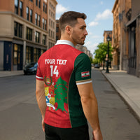 Custom Rugby Tonga and Lebanon Zipper Polo Shirt Mate Maa Tonga Cedars Together