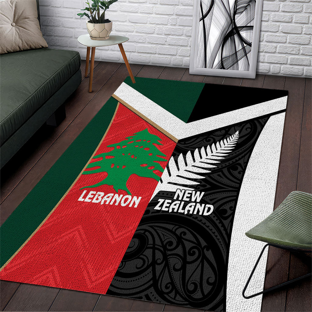 Rugby New Zealand and Lebanon Area Rug All Black Cedars Together LT14 Multicolor - Polynesian Pride