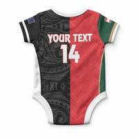 Custom Rugby New Zealand and Lebanon Baby Onesie All Black Cedars Together