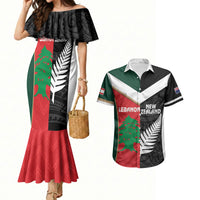 Custom Rugby New Zealand and Lebanon Couples Matching Mermaid Dress and Hawaiian Shirt All Black Cedars Together