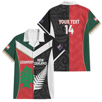 Custom Rugby New Zealand and Lebanon Family Matching Mermaid Dress and Hawaiian Shirt All Black Cedars Together