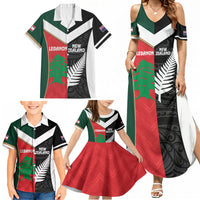 Custom Rugby New Zealand and Lebanon Family Matching Summer Maxi Dress and Hawaiian Shirt All Black Cedars Together