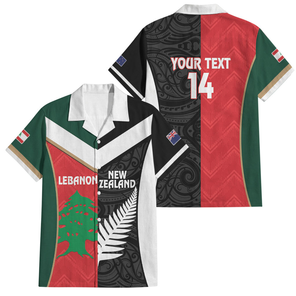 Custom Rugby New Zealand and Lebanon Family Matching Summer Maxi Dress and Hawaiian Shirt All Black Cedars Together
