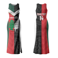 Custom Rugby New Zealand and Lebanon Family Matching Tank Maxi Dress and Hawaiian Shirt All Black Cedars Together