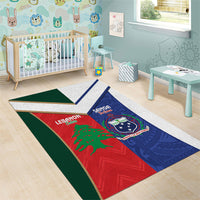 Rugby Samoa and Lebanon Area Rug Toa Samoa Cedars Together