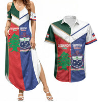 Custom Rugby Samoa and Lebanon Couples Matching Summer Maxi Dress and Hawaiian Shirt Toa Samoa Cedars Together