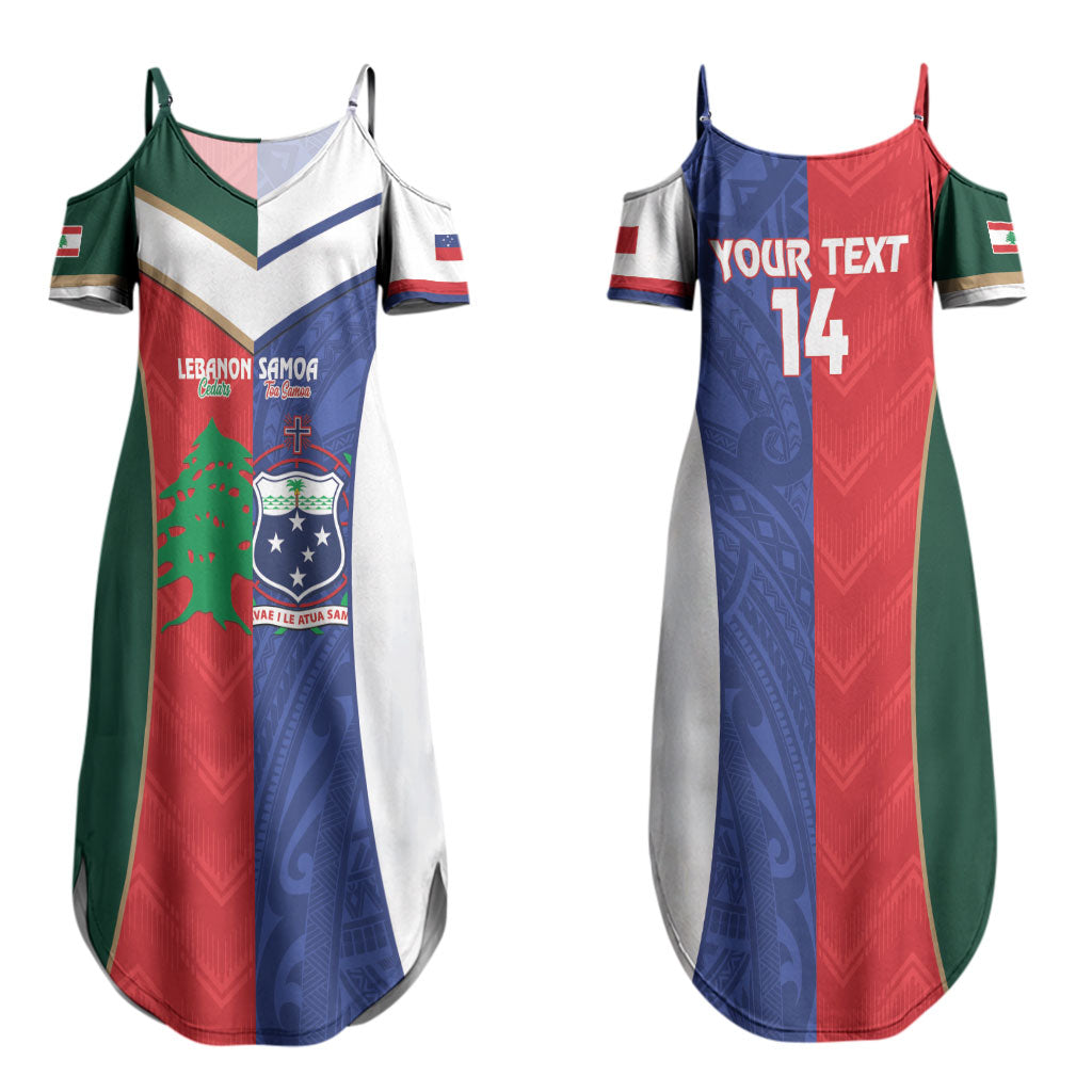 Custom Rugby Samoa and Lebanon Couples Matching Summer Maxi Dress and Hawaiian Shirt Toa Samoa Cedars Together