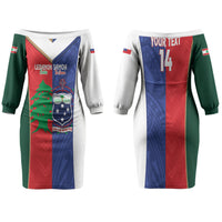Custom Rugby Samoa and Lebanon Family Matching Off The Shoulder Long Sleeve Dress and Hawaiian Shirt Toa Samoa Cedars Together
