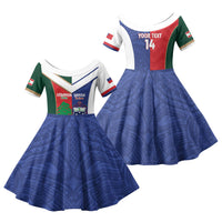 Custom Rugby Samoa and Lebanon Family Matching Short Sleeve Bodycon Dress and Hawaiian Shirt Toa Samoa Cedars Together