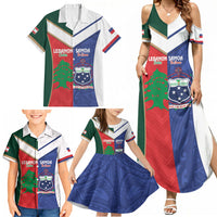 Custom Rugby Samoa and Lebanon Family Matching Summer Maxi Dress and Hawaiian Shirt Toa Samoa Cedars Together