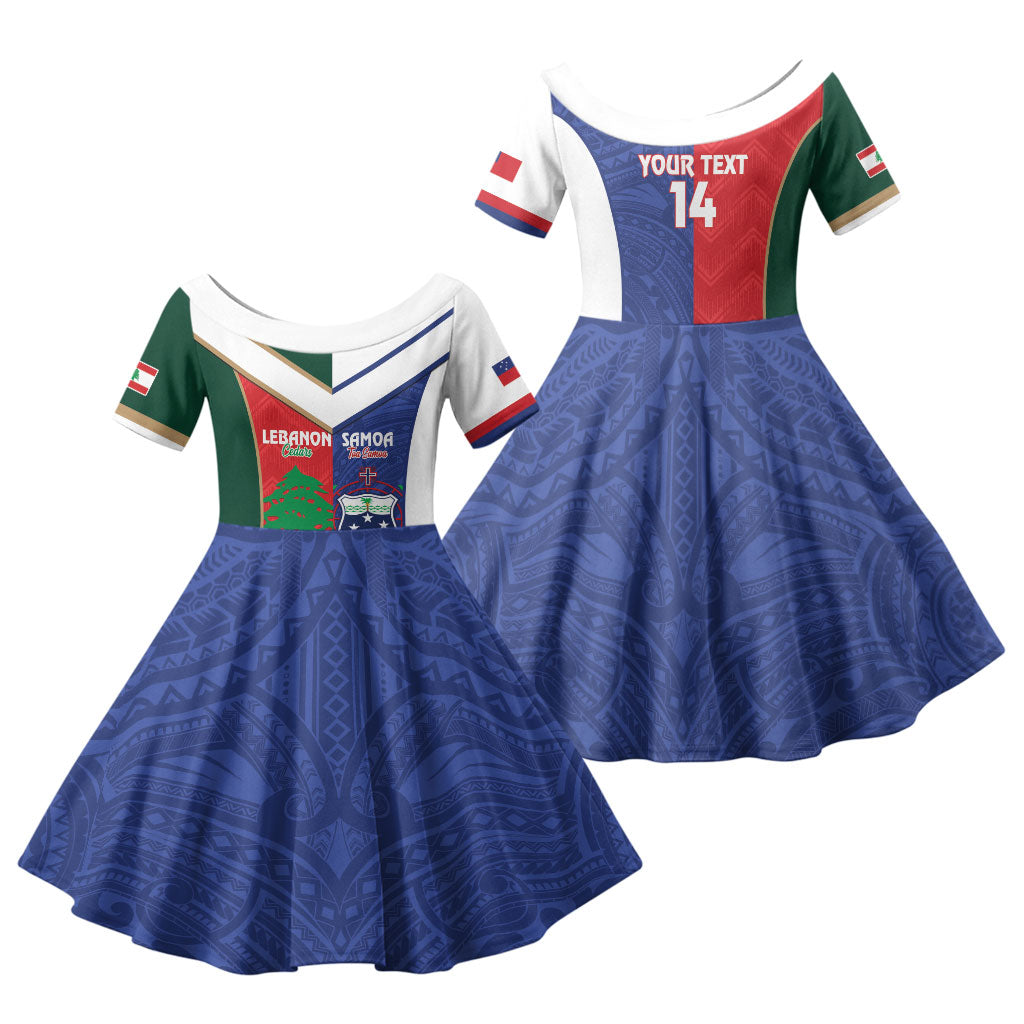Custom Rugby Samoa and Lebanon Family Matching Summer Maxi Dress and Hawaiian Shirt Toa Samoa Cedars Together
