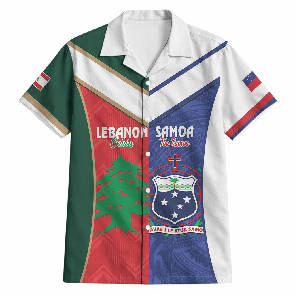 Custom Rugby Samoa and Lebanon Hawaiian Shirt Toa Samoa Cedars Together LT14 Multicolor - Polynesian Pride