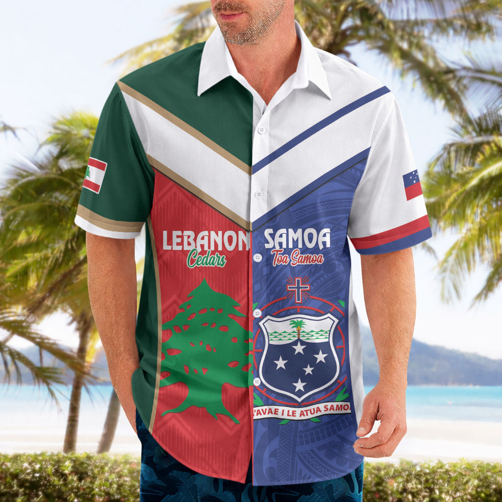 Custom Rugby Samoa and Lebanon Hawaiian Shirt Toa Samoa Cedars Together