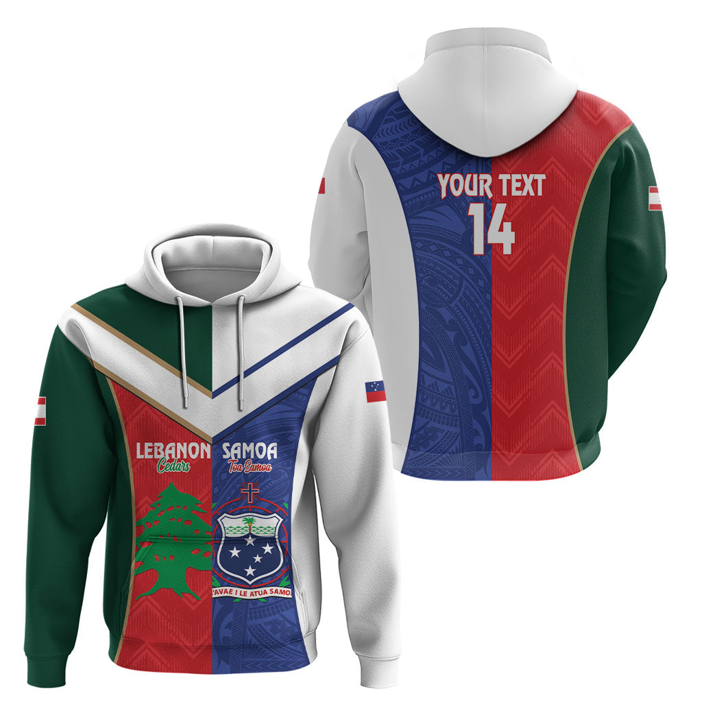 Custom Rugby Samoa and Lebanon Hoodie Toa Samoa Cedars Together