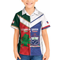 Custom Rugby Samoa and Lebanon Kid Hawaiian Shirt Toa Samoa Cedars Together
