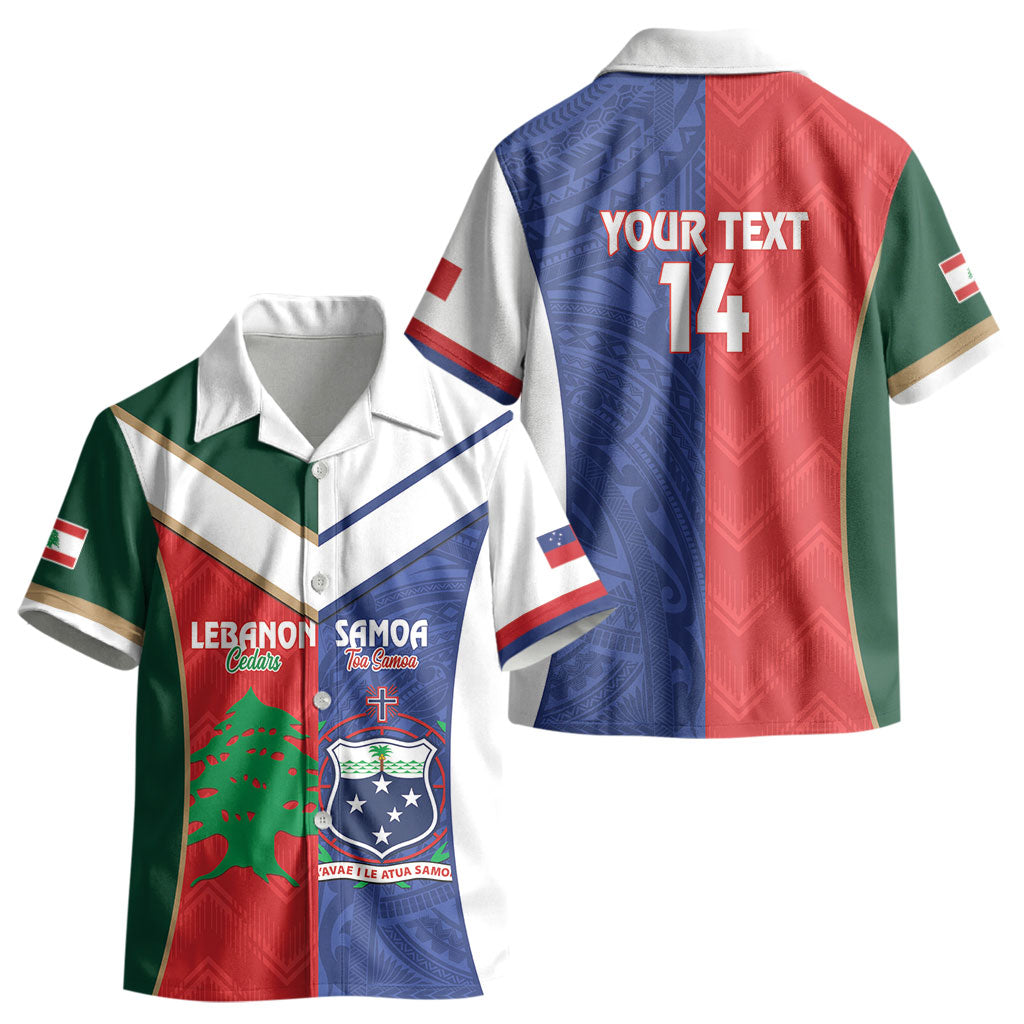 Custom Rugby Samoa and Lebanon Kid Hawaiian Shirt Toa Samoa Cedars Together