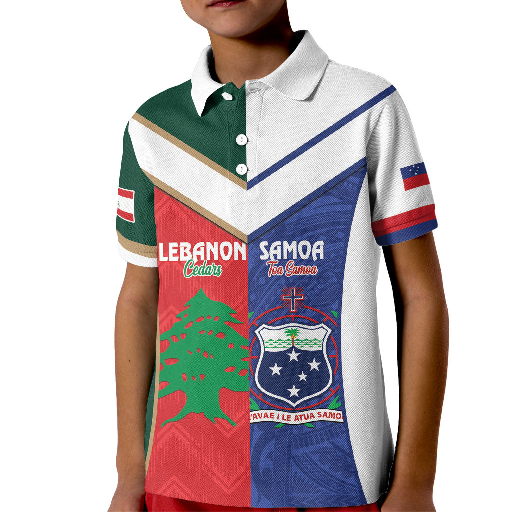 Custom Rugby Samoa and Lebanon Kid Polo Shirt Toa Samoa Cedars Together