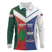 Custom Rugby Samoa and Lebanon Long Sleeve Polo Shirt Toa Samoa Cedars Together