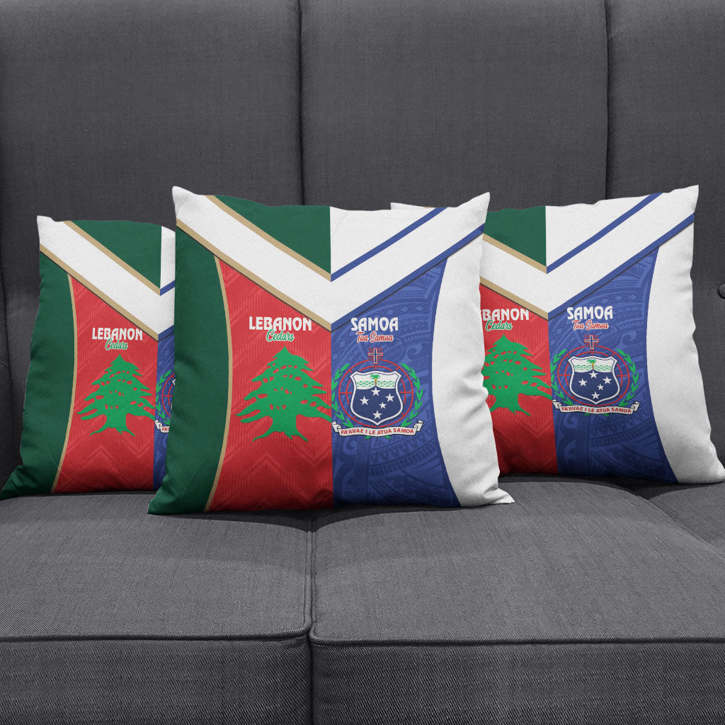 Rugby Samoa and Lebanon Pillow Cover Toa Samoa Cedars Together