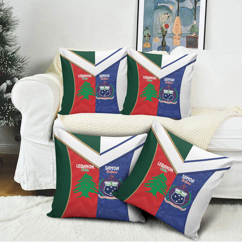 Rugby Samoa and Lebanon Pillow Cover Toa Samoa Cedars Together