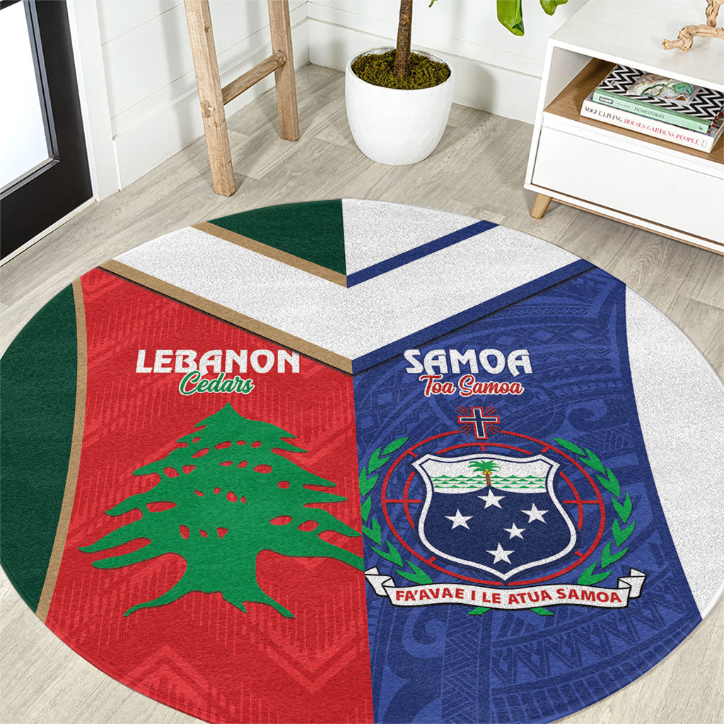 Rugby Samoa and Lebanon Round Carpet Toa Samoa Cedars Together LT14 Multicolor - Polynesian Pride