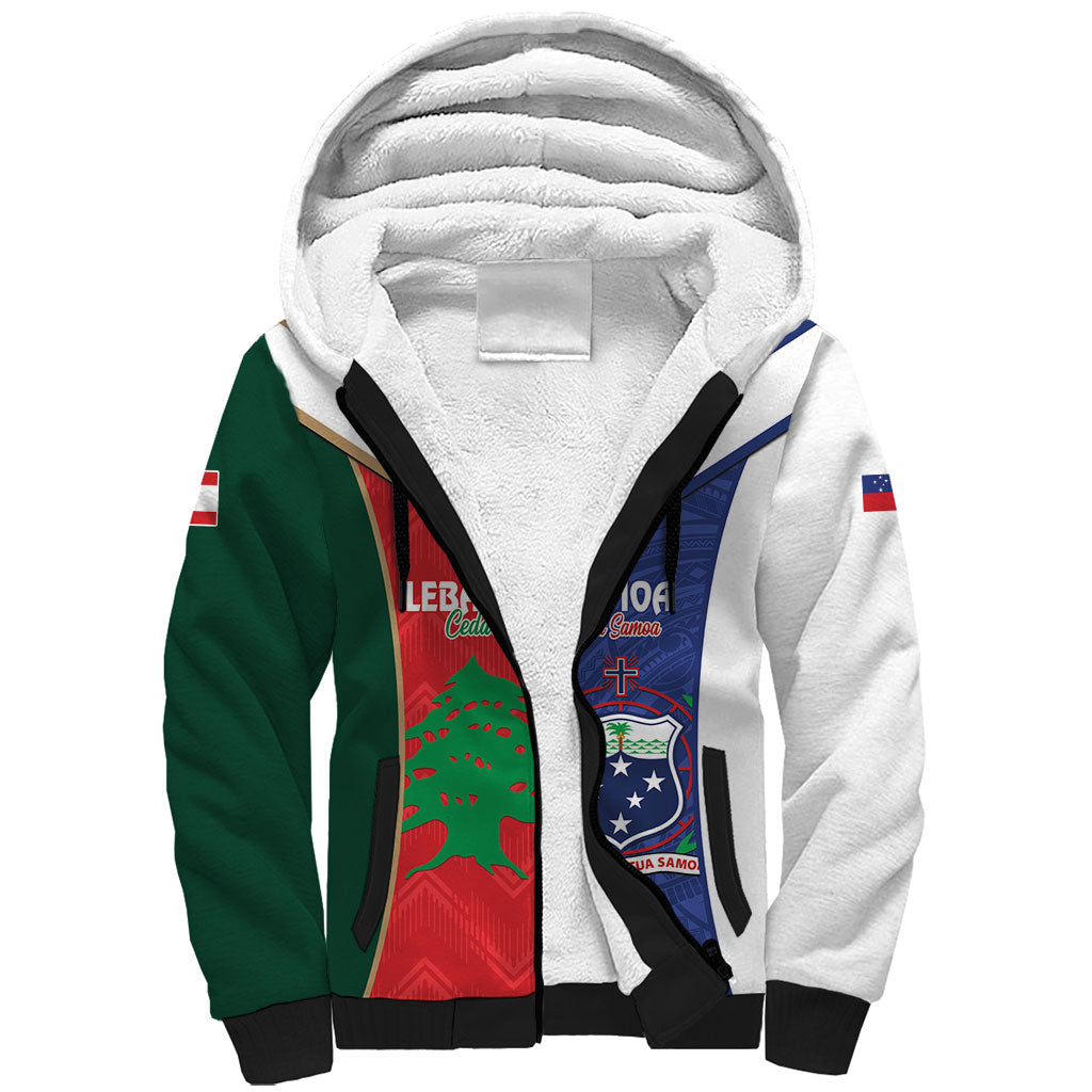 Custom Rugby Samoa and Lebanon Sherpa Hoodie Toa Samoa Cedars Together