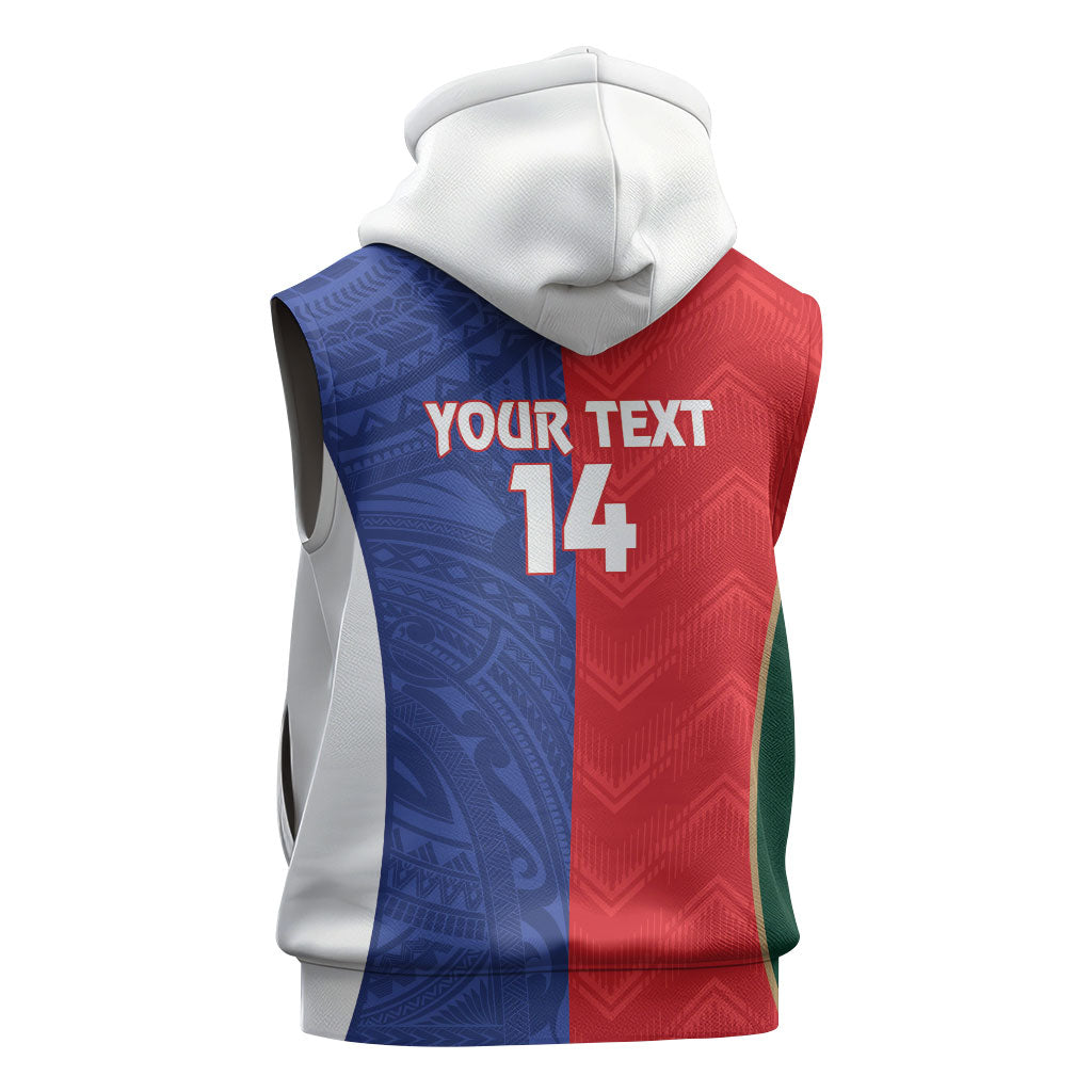 Custom Rugby Samoa and Lebanon Sleeveless Hoodie Toa Samoa Cedars Together