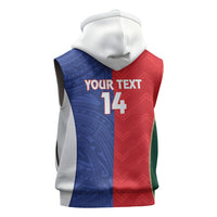 Custom Rugby Samoa and Lebanon Sleeveless Zip Hoodie Toa Samoa Cedars Together