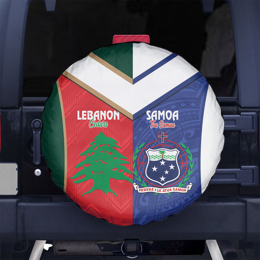 Rugby Samoa and Lebanon Spare Tire Cover Toa Samoa Cedars Together LT14 No hole Multicolor - Polynesian Pride