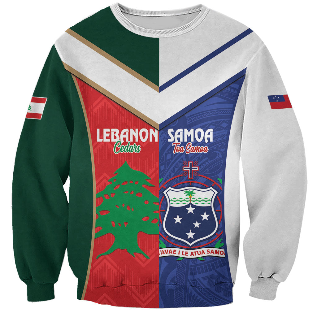 Custom Rugby Samoa and Lebanon Sweatshirt Toa Samoa Cedars Together