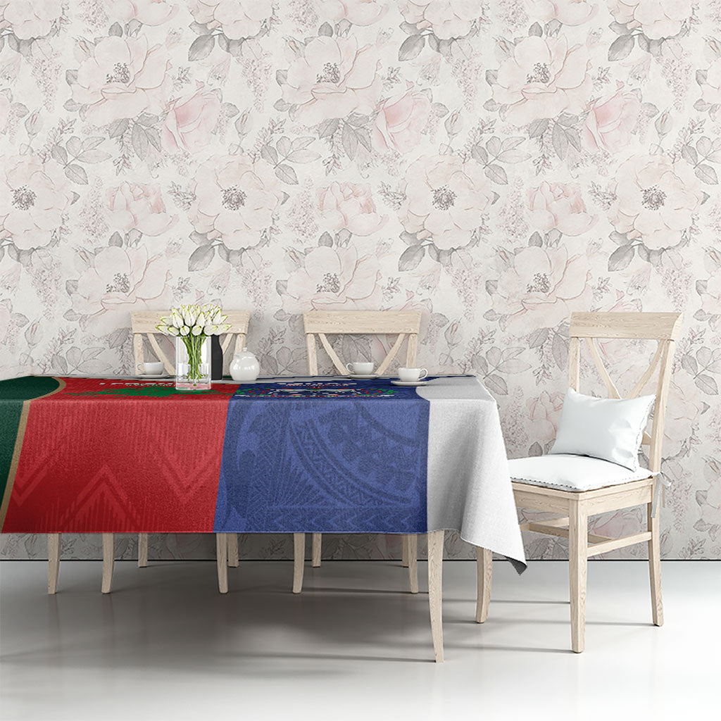 Rugby Samoa and Lebanon Tablecloth Toa Samoa Cedars Together