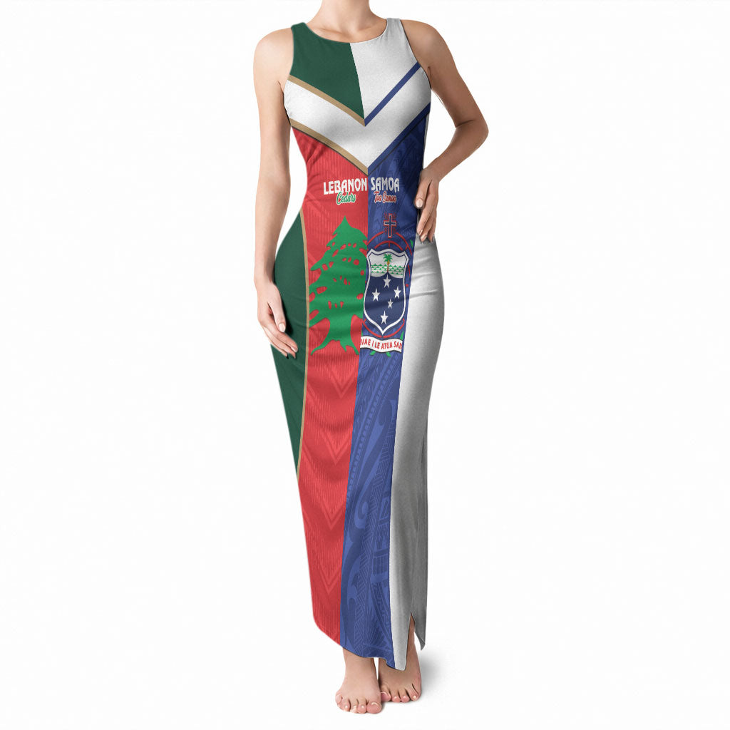 Custom Rugby Samoa and Lebanon Tank Maxi Dress Toa Samoa Cedars Together LT14 Women Multicolor - Polynesian Pride