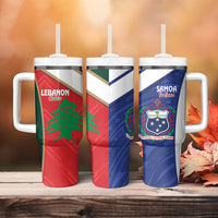 Rugby Samoa and Lebanon Tumbler With Handle Toa Samoa Cedars Together