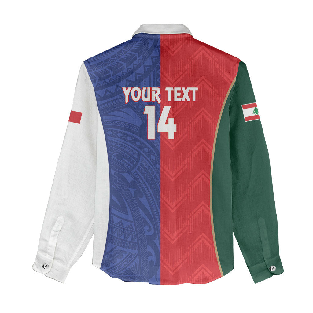 Custom Rugby Samoa and Lebanon Women Casual Shirt Toa Samoa Cedars Together
