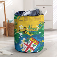 Malampa Fiji Day Laundry Basket 10 October Together We Grow Grunge Tapa Motifs