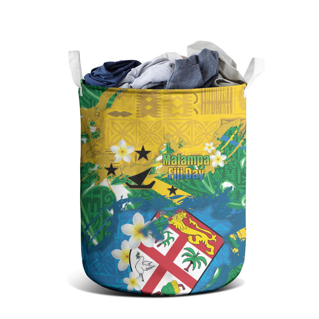 Malampa Fiji Day Laundry Basket 10 October Together We Grow Grunge Tapa Motifs