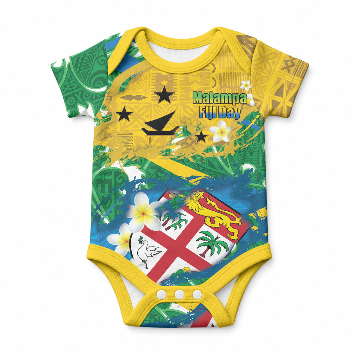 Malampa Fiji Day Baby Onesie 10 October Together We Grow Grunge Tapa Motifs