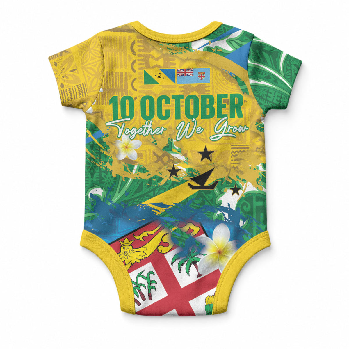 Malampa Fiji Day Baby Onesie 10 October Together We Grow Grunge Tapa Motifs