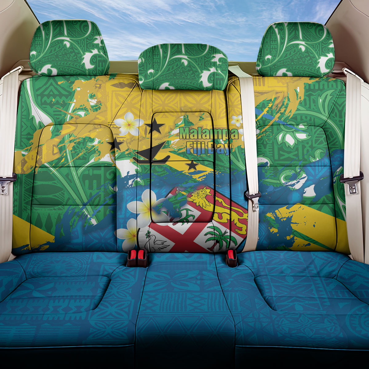 Malampa Fiji Day Back Car Seat Cover 10 October Together We Grow Grunge Tapa Motifs LT14 One Size Multicolor - Polynesian Pride
