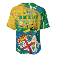 Malampa Fiji Day Baseball Jersey 10 October Together We Grow Grunge Tapa Motifs