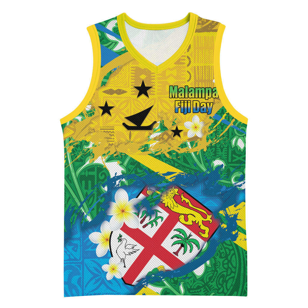 Malampa Fiji Day Basketball Jersey 10 October Together We Grow Grunge Tapa Motifs LT14 Unisex Multicolor - Polynesian Pride