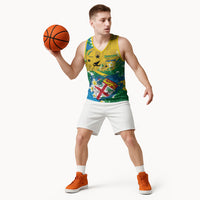Malampa Fiji Day Basketball Jersey 10 October Together We Grow Grunge Tapa Motifs