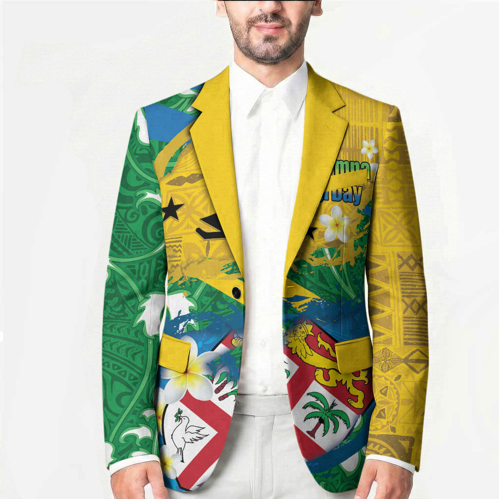 Malampa Fiji Day Blazer 10 October Together We Grow Grunge Tapa Motifs
