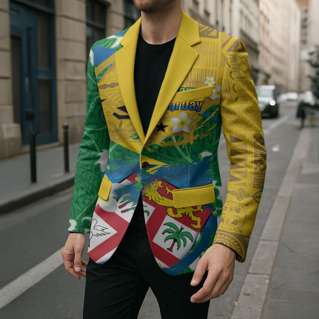 Malampa Fiji Day Blazer 10 October Together We Grow Grunge Tapa Motifs